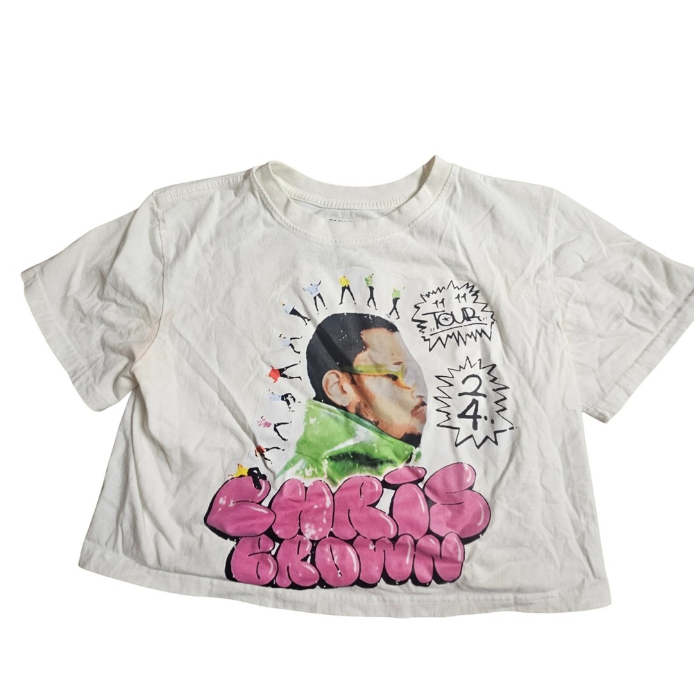 Chris Brown 11:11 Tour 2024 Concert Graphic T-Shirt L Cropped Breezy Y2K 90s